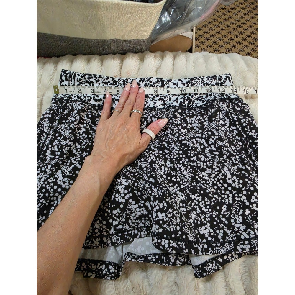 Lululemon Pace Rival Skirt Tall Black White Floral Dot Skort Size 4